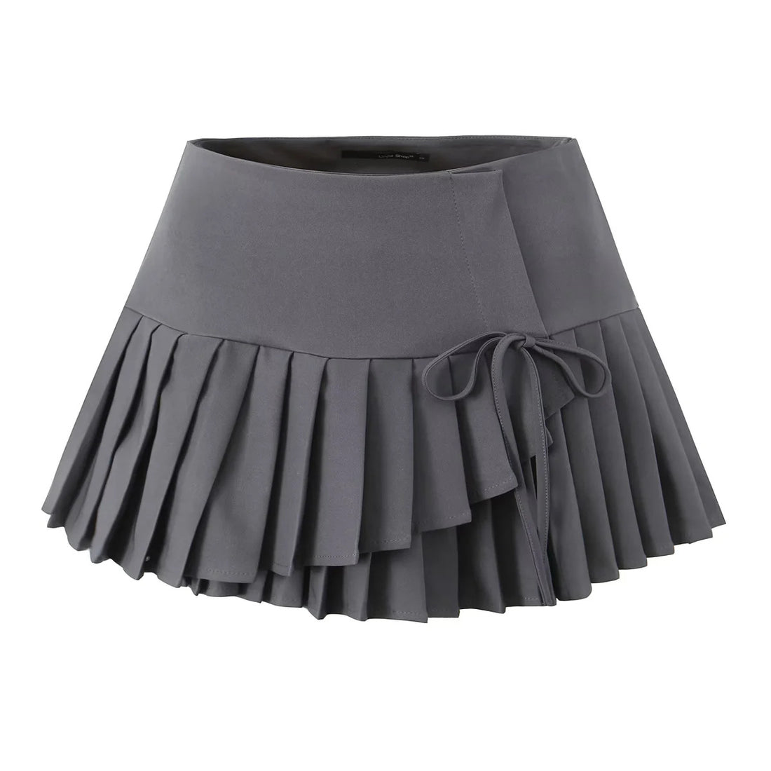 Irregular lace up pleated short skirt